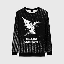 Свитшот женский Black Sabbath с потертостями на темном фоне, цвет: 3D-черный