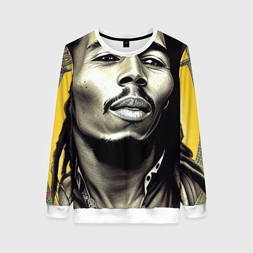 Женский свитшот Прекрасный Граффити Портрет Боб Марли / 3D-Белый – фото 1