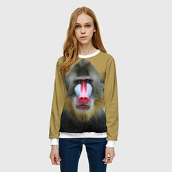 Свитшот женский Мандрил обезьяна, цвет: 3D-белый — фото 2