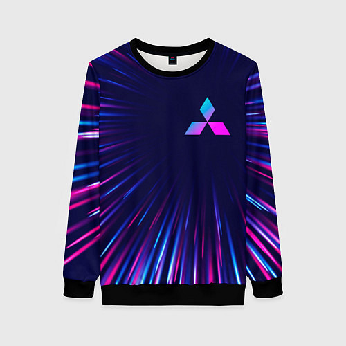 Женский свитшот Mitsubishi neon speed lines / 3D-Черный – фото 1