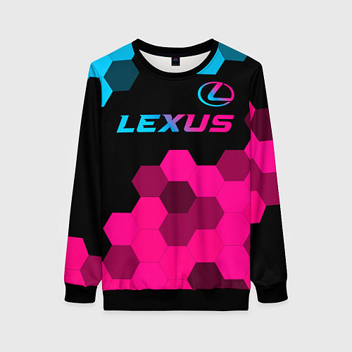 Женский свитшот Lexus - neon gradient: символ сверху / 3D-Черный – фото 1