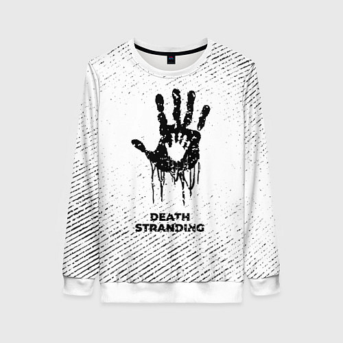 Женский свитшот Death Stranding с потертостями на светлом фоне / 3D-Белый – фото 1