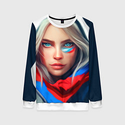 Женский свитшот Девушка с голубыми глазами в флаге