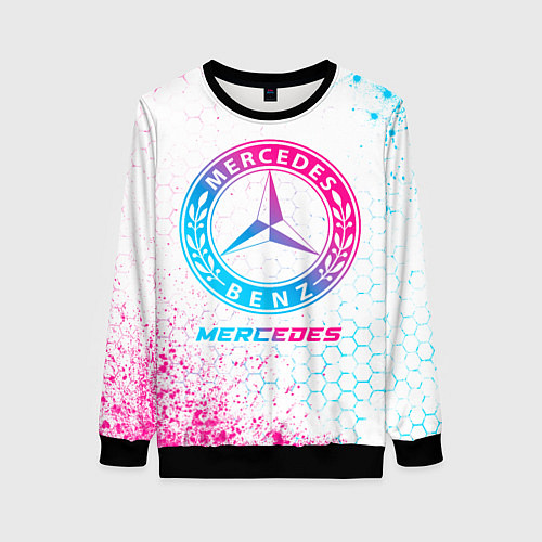 Женский свитшот Mercedes neon gradient style / 3D-Черный – фото 1