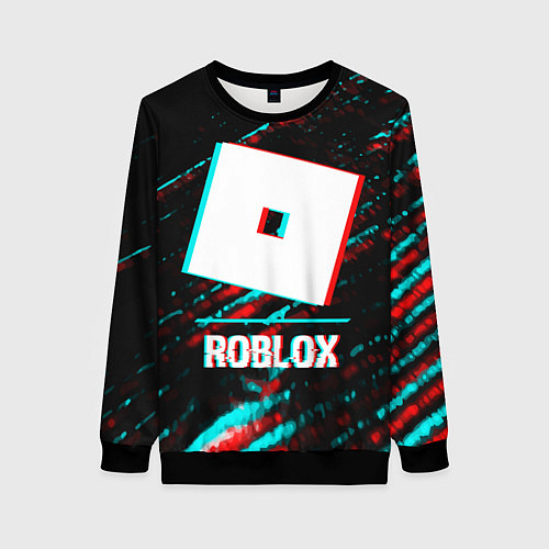 Женский свитшот Roblox в стиле glitch и баги графики на темном фон / 3D-Черный – фото 1