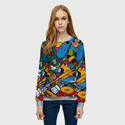 Свитшот женский Скейт-зомби микс, цвет: 3D-меланж — фото 2