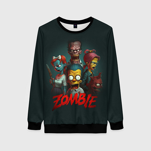 Женский свитшот Zombie simpsons / 3D-Черный – фото 1