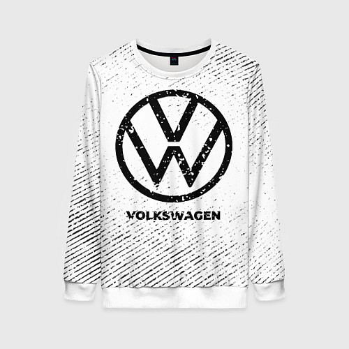 Женский свитшот Volkswagen с потертостями на светлом фоне / 3D-Белый – фото 1