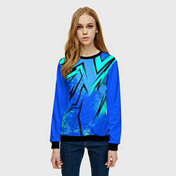 Свитшот женский Sport uniform - синие брызки, цвет: 3D-черный — фото 2