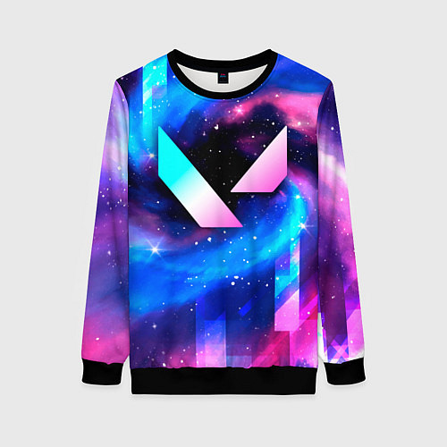 Женский свитшот Valorant неоновый космос / 3D-Черный – фото 1
