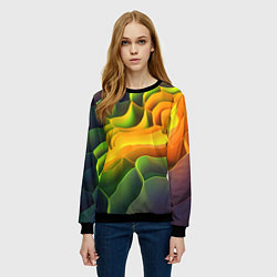 Свитшот женский Радужная объемная поверхность, цвет: 3D-черный — фото 2