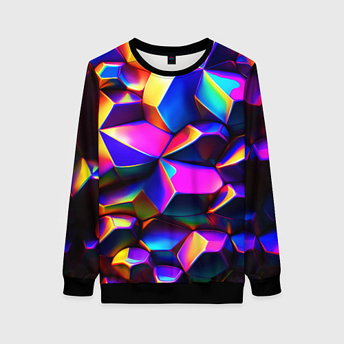 Женский свитшот Бензиновые неоновые кристаллы / 3D-Черный – фото 1