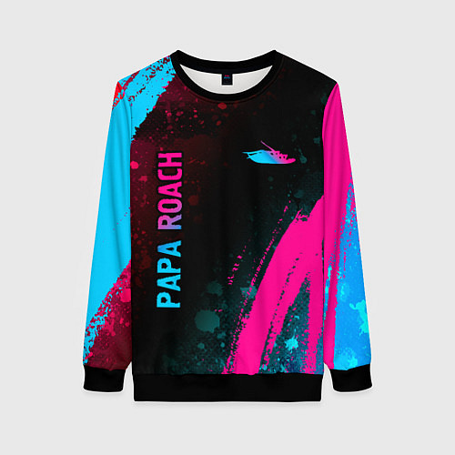 Женский свитшот Papa Roach - neon gradient: надпись, символ / 3D-Черный – фото 1