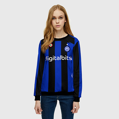 Женский свитшот ФК Интер форма 2223 домашняя / 3D-Черный – фото 3