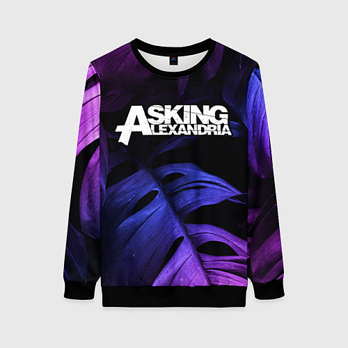 Женский свитшот Asking Alexandria neon monstera / 3D-Черный – фото 1