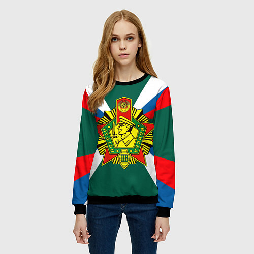 Женский свитшот Пограничные войска России / 3D-Черный – фото 3