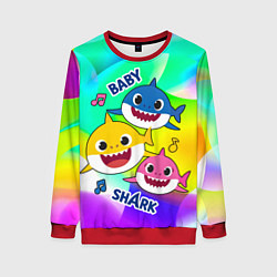 Свитшот женский Baby Shark Brooklyn and friends, цвет: 3D-красный