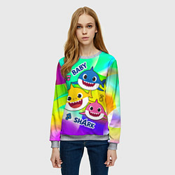 Свитшот женский Baby Shark Brooklyn and friends, цвет: 3D-меланж — фото 2