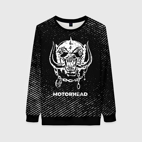 Женский свитшот Motorhead с потертостями на темном фоне / 3D-Черный – фото 1