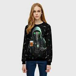 Свитшот женский Пришелец с пивом, цвет: 3D-черный — фото 2