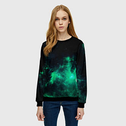 Свитшот женский Зелёная галактика Midjourney, цвет: 3D-черный — фото 2