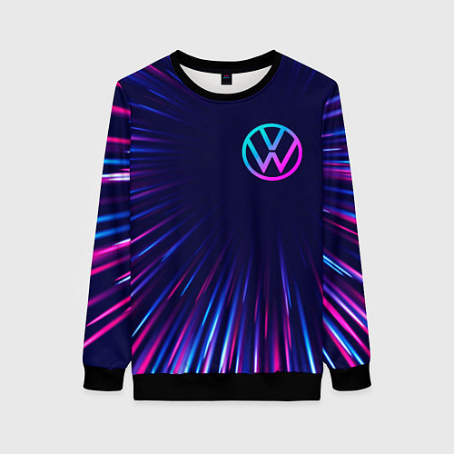 Женский свитшот Volkswagen neon speed lines / 3D-Черный – фото 1