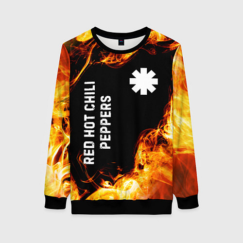 Женский свитшот Red Hot Chili Peppers и пылающий огонь / 3D-Черный – фото 1