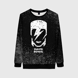Свитшот женский David Bowie с потертостями на темном фоне, цвет: 3D-черный