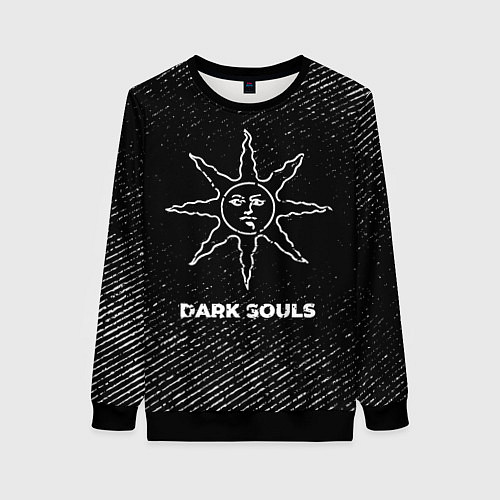 Женский свитшот Dark Souls с потертостями на темном фоне / 3D-Черный – фото 1