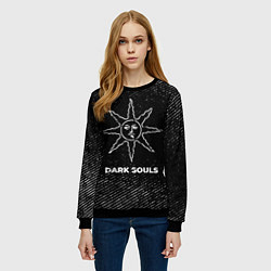 Свитшот женский Dark Souls с потертостями на темном фоне, цвет: 3D-черный — фото 2