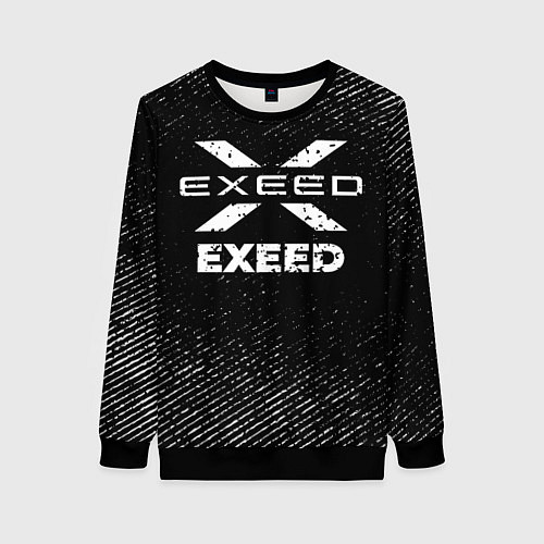 Женский свитшот Exeed с потертостями на темном фоне / 3D-Черный – фото 1