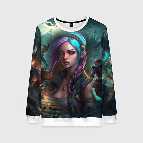 Женский свитшот Jinx art Arcane League of Legends / 3D-Белый – фото 1