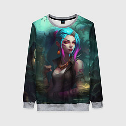 Свитшот женский Jinx fantasy art Arcane League of Legends, цвет: 3D-меланж