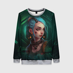 Свитшот женский Jinx green Arcane League of Legends, цвет: 3D-меланж