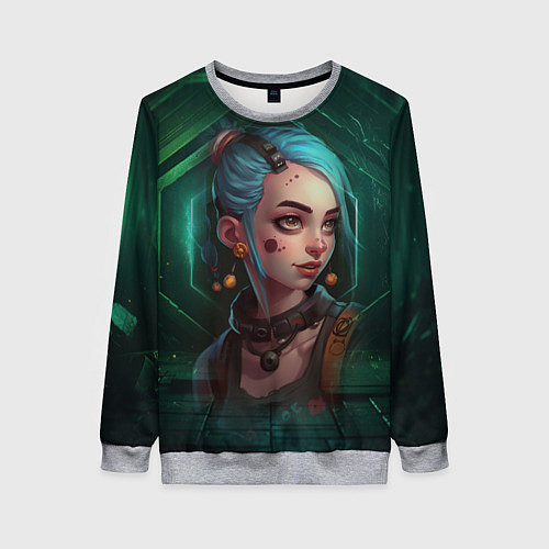 Женский свитшот Jinx green Arcane League of Legends / 3D-Меланж – фото 1