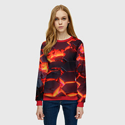 Свитшот женский Огненные наносоты, цвет: 3D-красный — фото 2