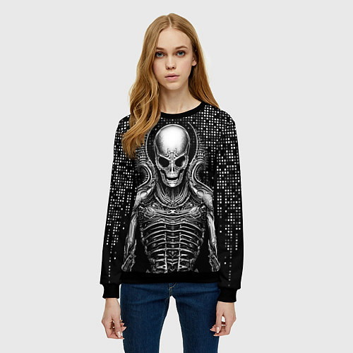 Женский свитшот Скелет пришельца / 3D-Черный – фото 3