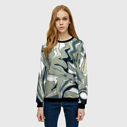 Свитшот женский Абстракция оливковый, цвет: 3D-черный — фото 2