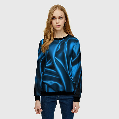 Женский свитшот Синий шёлк / 3D-Черный – фото 3