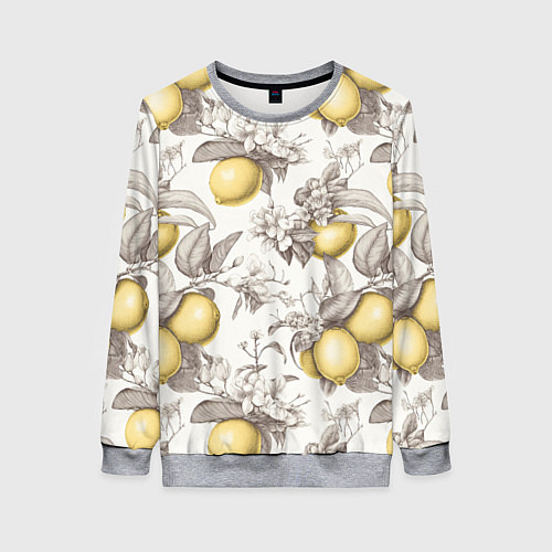 Женский свитшот Лимоны - винтаж графика: паттерн / 3D-Меланж – фото 1