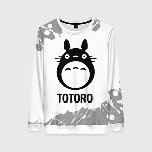 Женский свитшот Totoro glitch на светлом фоне / 3D-Белый – фото 1