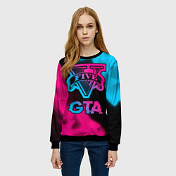 Свитшот женский GTA - neon gradient, цвет: 3D-черный — фото 2
