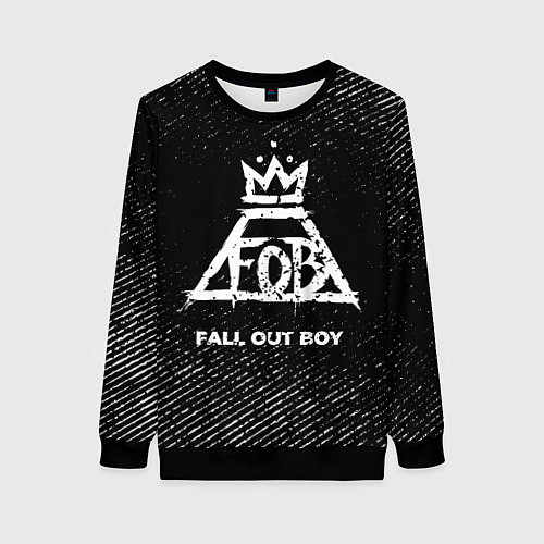 Женский свитшот Fall Out Boy с потертостями на темном фоне / 3D-Черный – фото 1