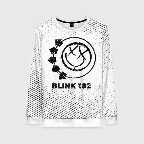 Женский свитшот Blink 182 с потертостями на светлом фоне / 3D-Белый – фото 1