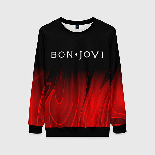 Женский свитшот Bon Jovi red plasma / 3D-Черный – фото 1