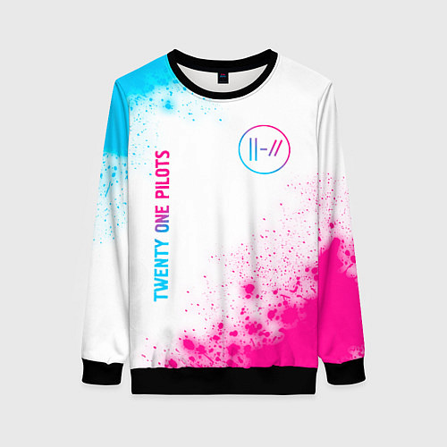 Женский свитшот Twenty One Pilots neon gradient style: надпись, си / 3D-Черный – фото 1