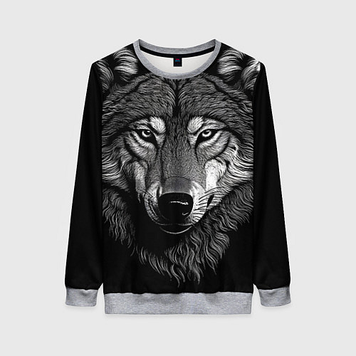 Женский свитшот Спокойный уверенный волк / 3D-Меланж – фото 1