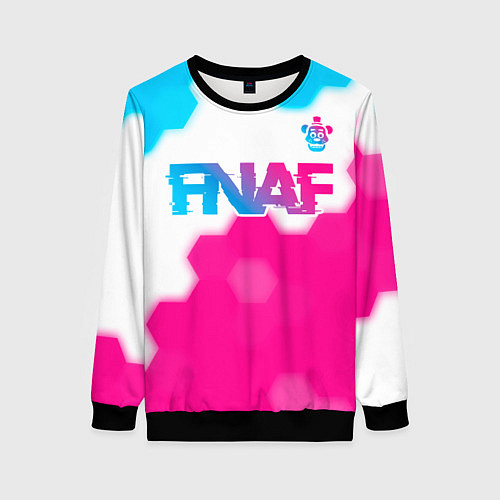 Женский свитшот FNAF neon gradient style: символ сверху / 3D-Черный – фото 1