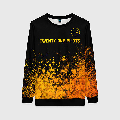 Женский свитшот Twenty One Pilots - gold gradient: символ сверху / 3D-Черный – фото 1