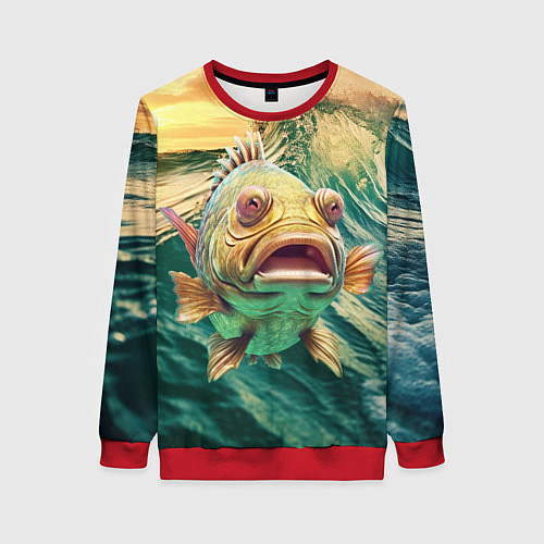 Женский свитшот Большой золотой карп / 3D-Красный – фото 1